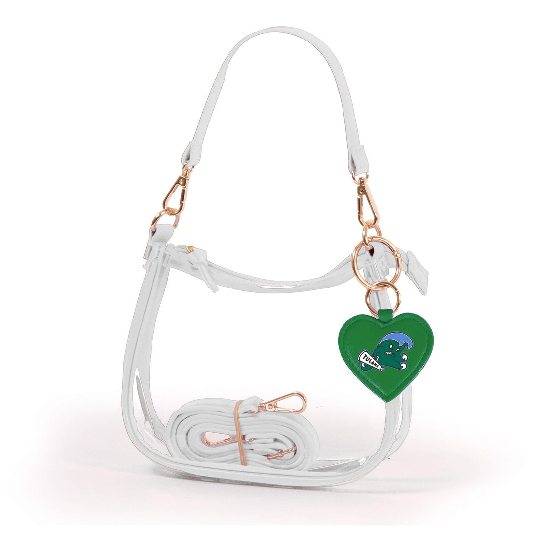 Desden Purse Tulane Green Wave Clear Clara Purse with Heart Charm