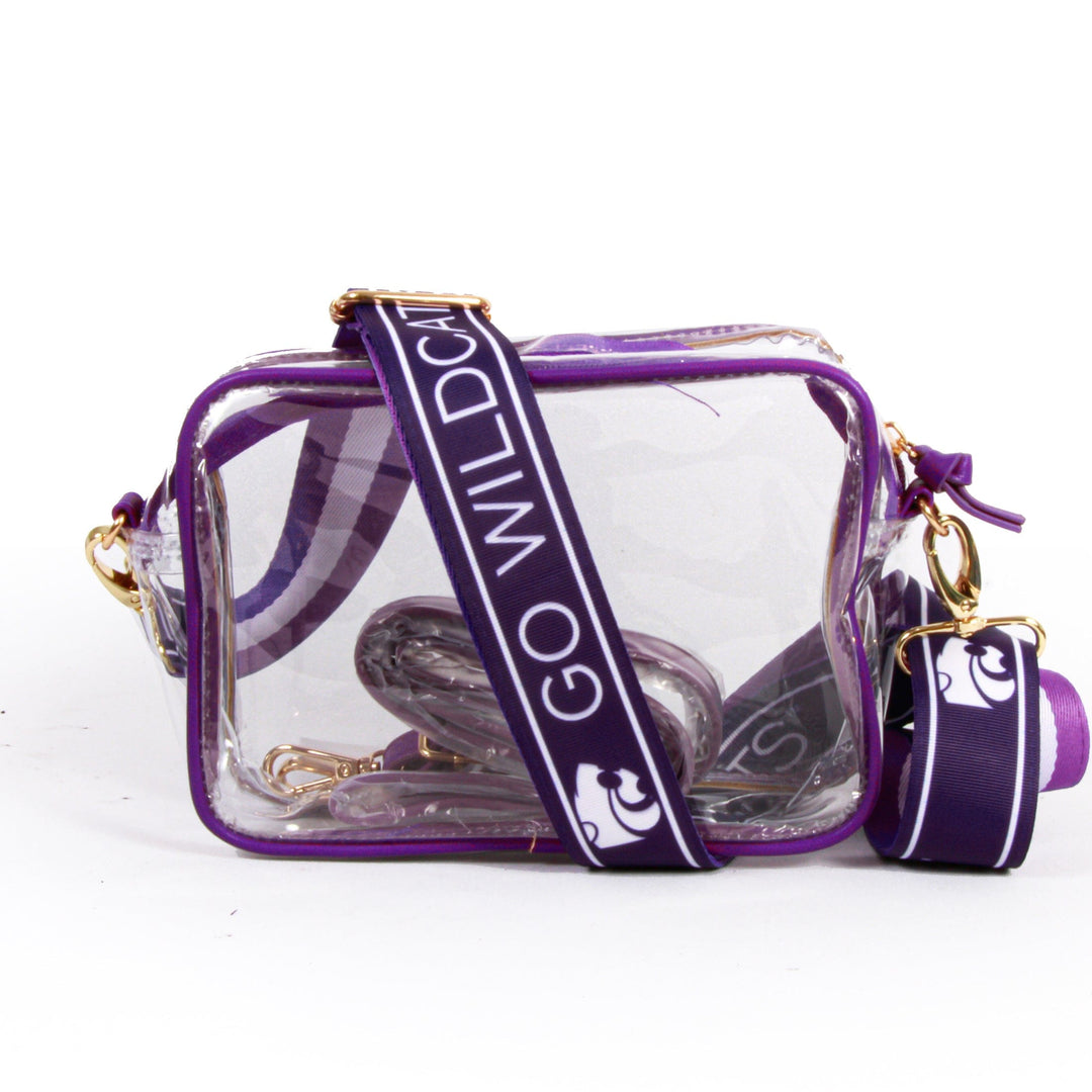 Desden Purse Bridget Clear Purse with Patterned Shoulder Straps - Kansas State