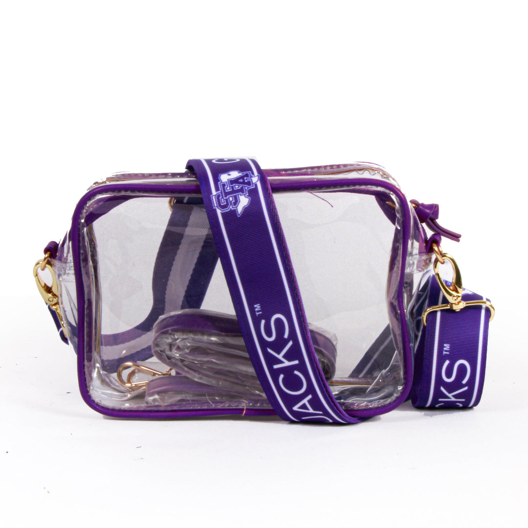 Desden Purse Bridget Clear Purse with Patterned Shoulder Straps - Stephen F Austin