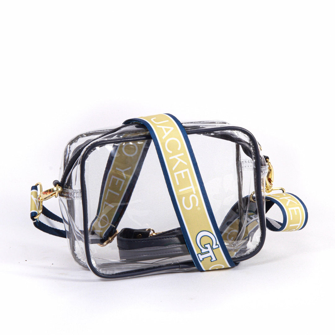 Desden Purse Bridget Clear Purse with Patterned Shoulder Straps - Georgia Tech