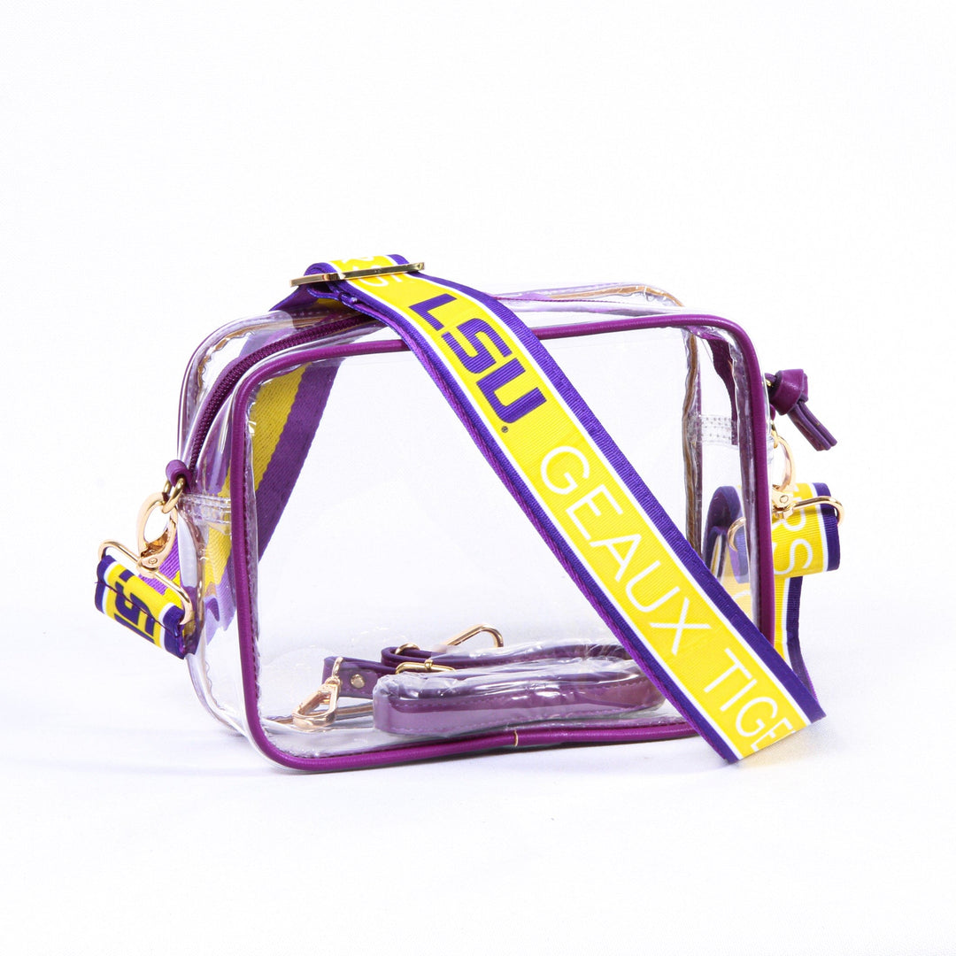 Desden Purse Bridget Clear Purse with Patterned Shoulder Straps - LSU