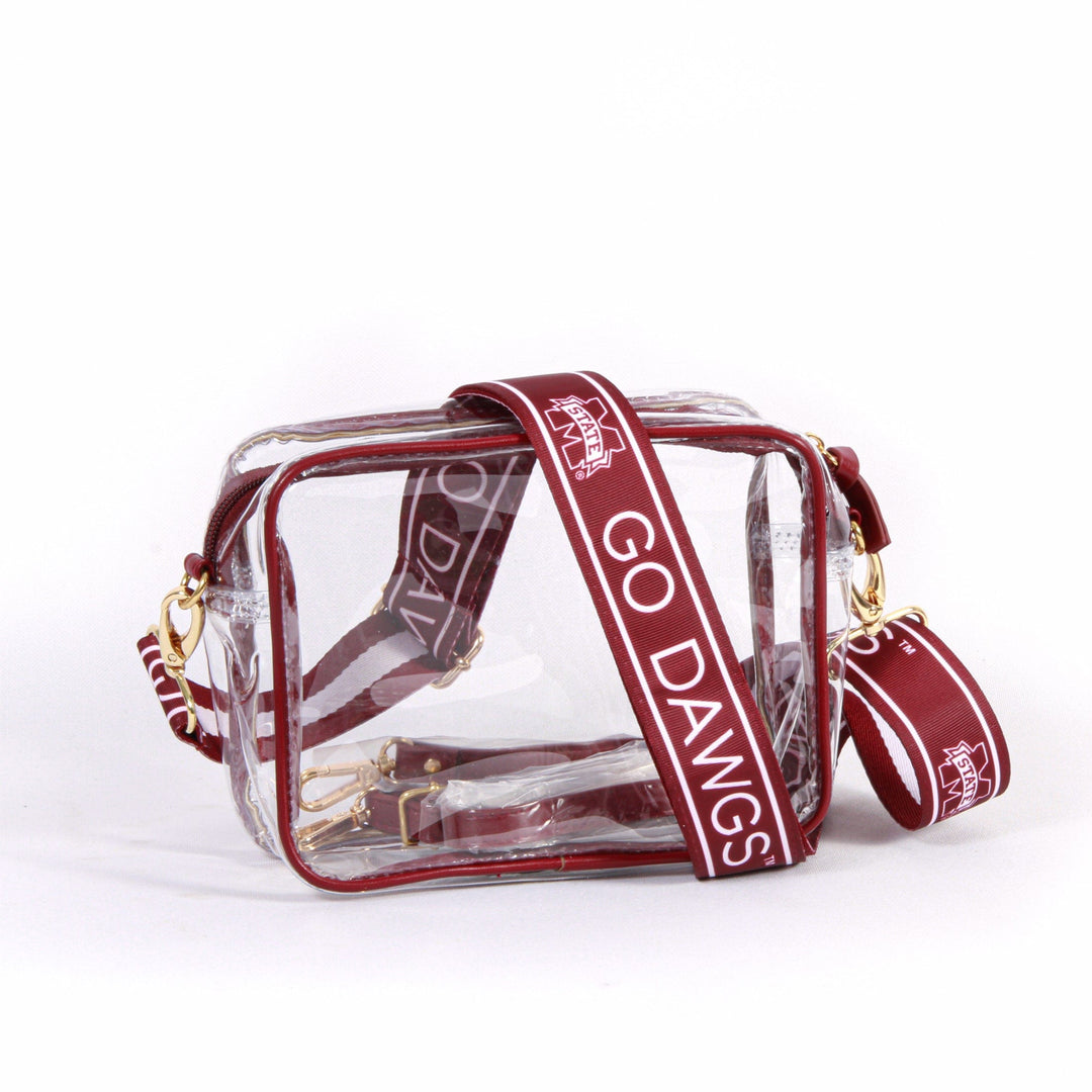 Desden Purse Bridget Clear Purse with Patterned Shoulder Straps - Mississippi State