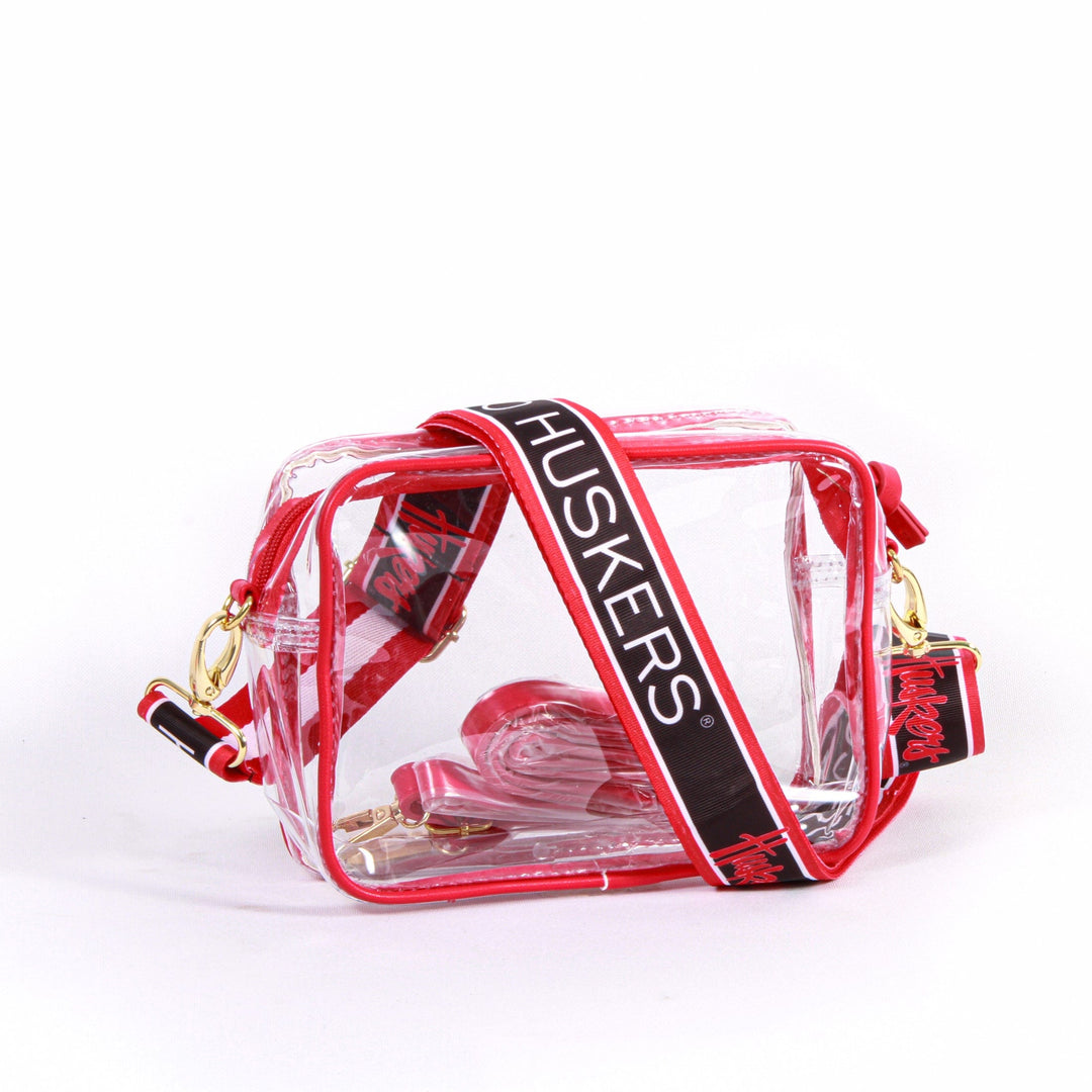 Desden Purse Bridget Clear Purse with Patterned Shoulder Straps - Nebraska