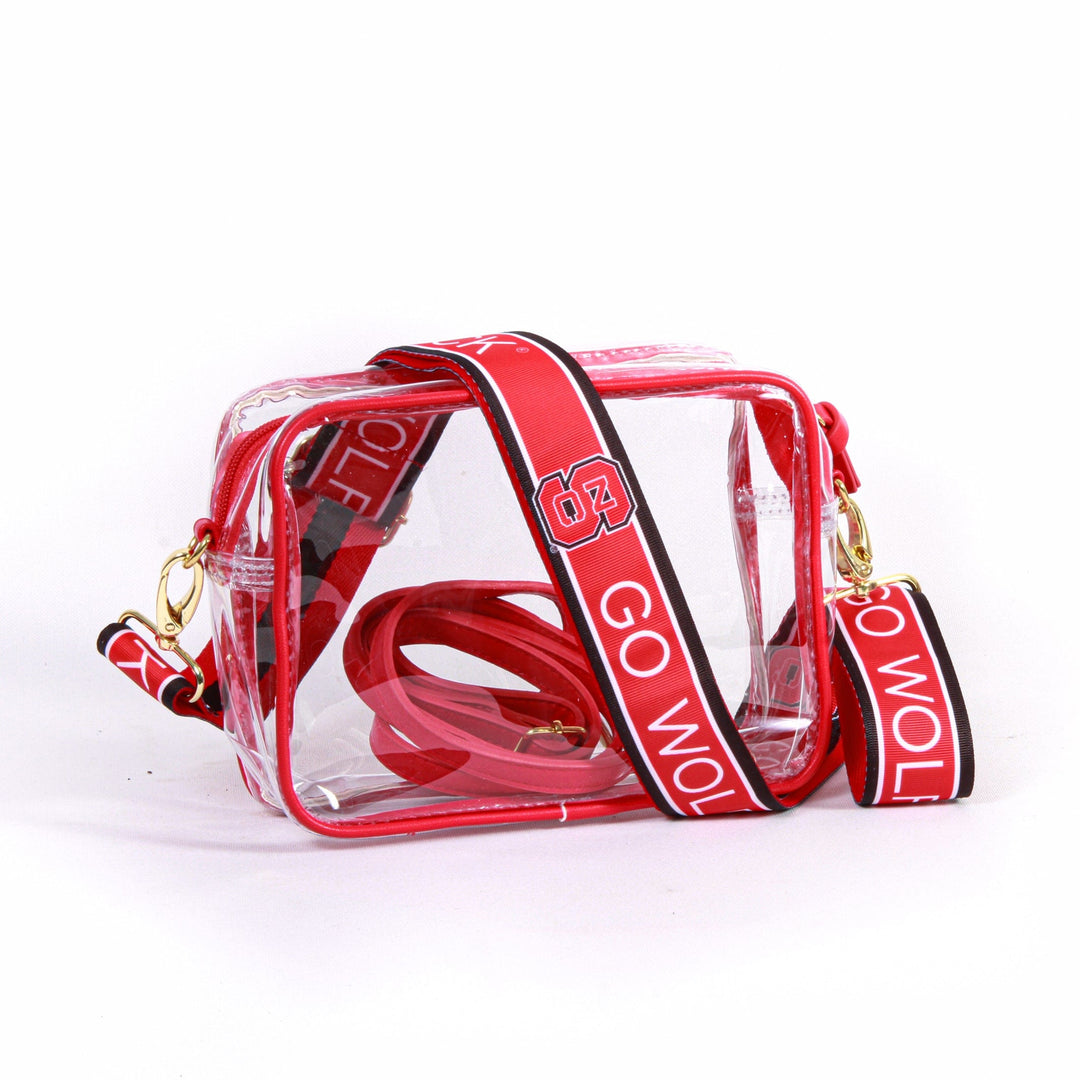 Desden Purse Bridget Clear Purse with Patterned Shoulder Straps - North Carolina State