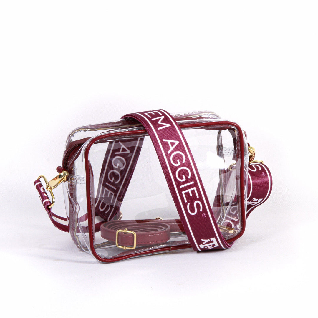 Desden Purse Bridget Clear Purse with Patterned Shoulder Straps - Texas A&M