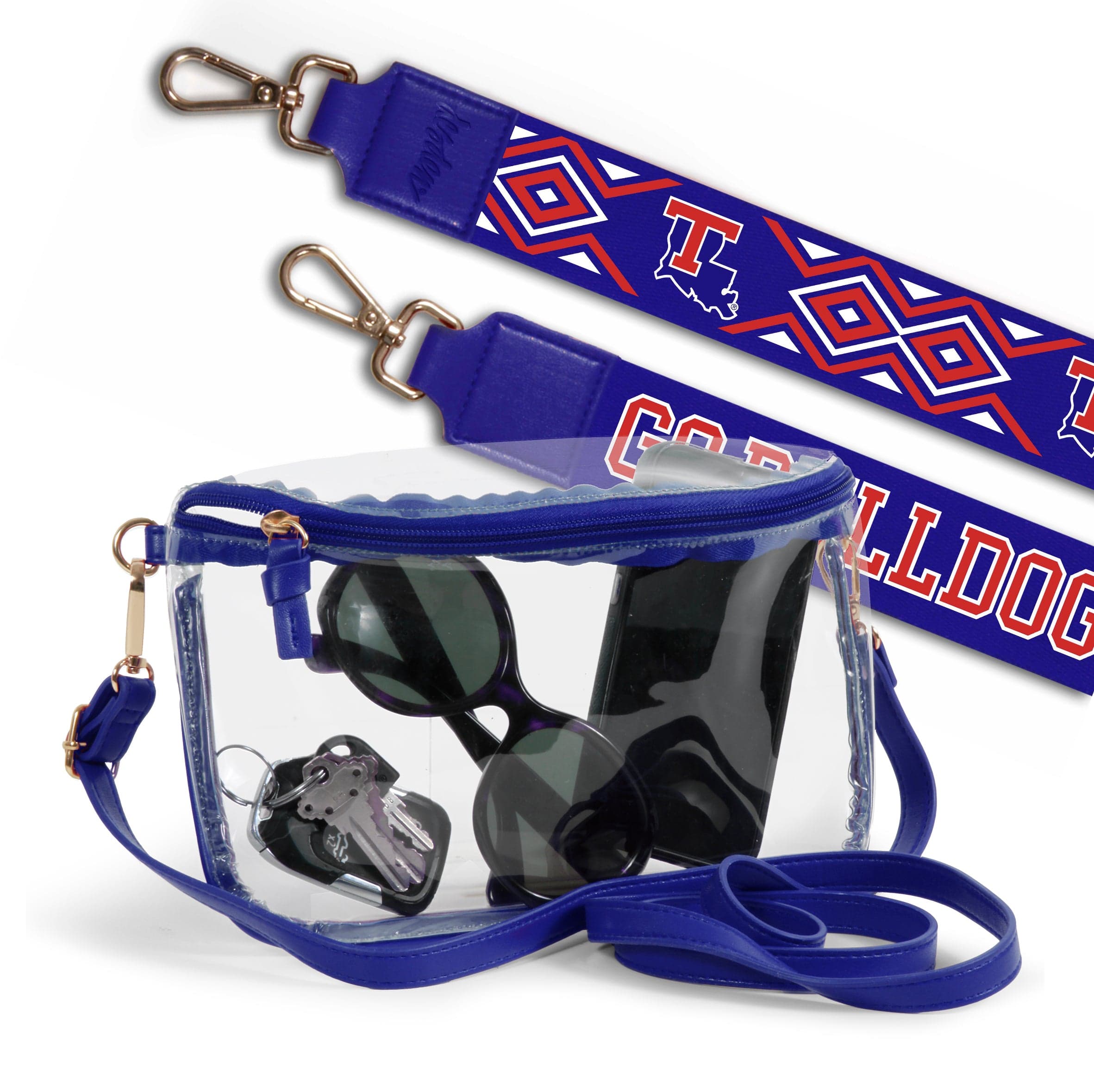 Lexi Clear Purse with Patterned Shoulder Straps - Louisiana Tech