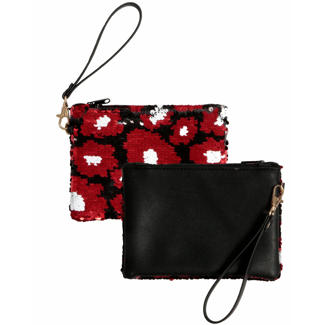 Desden Purse Closeout:Sequined Wristlet- Red and Black