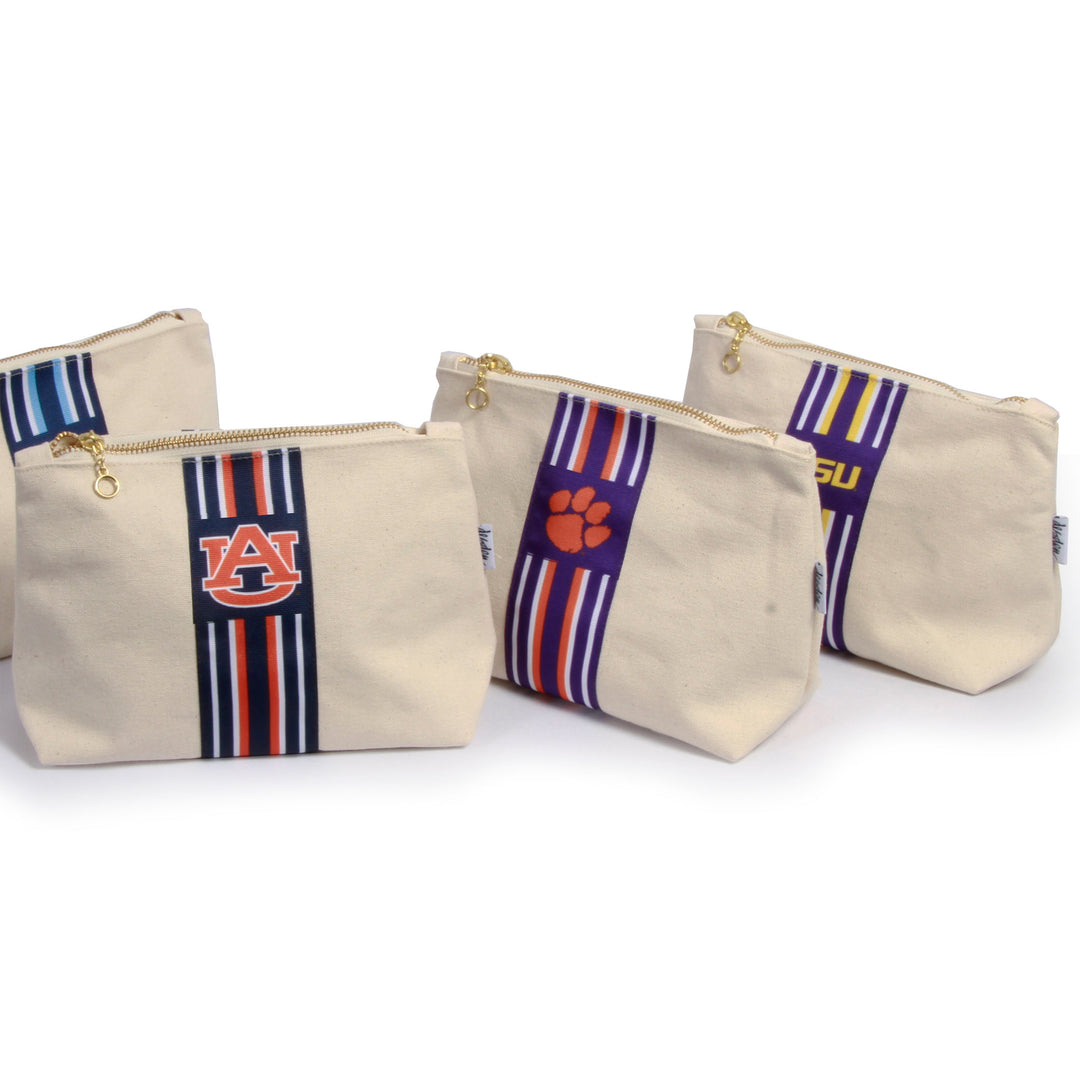 Canvas Pouch with Striped Pattern