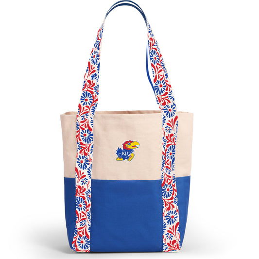 Canvas Mini Tote with Floral Straps – Kansas Jayhawks