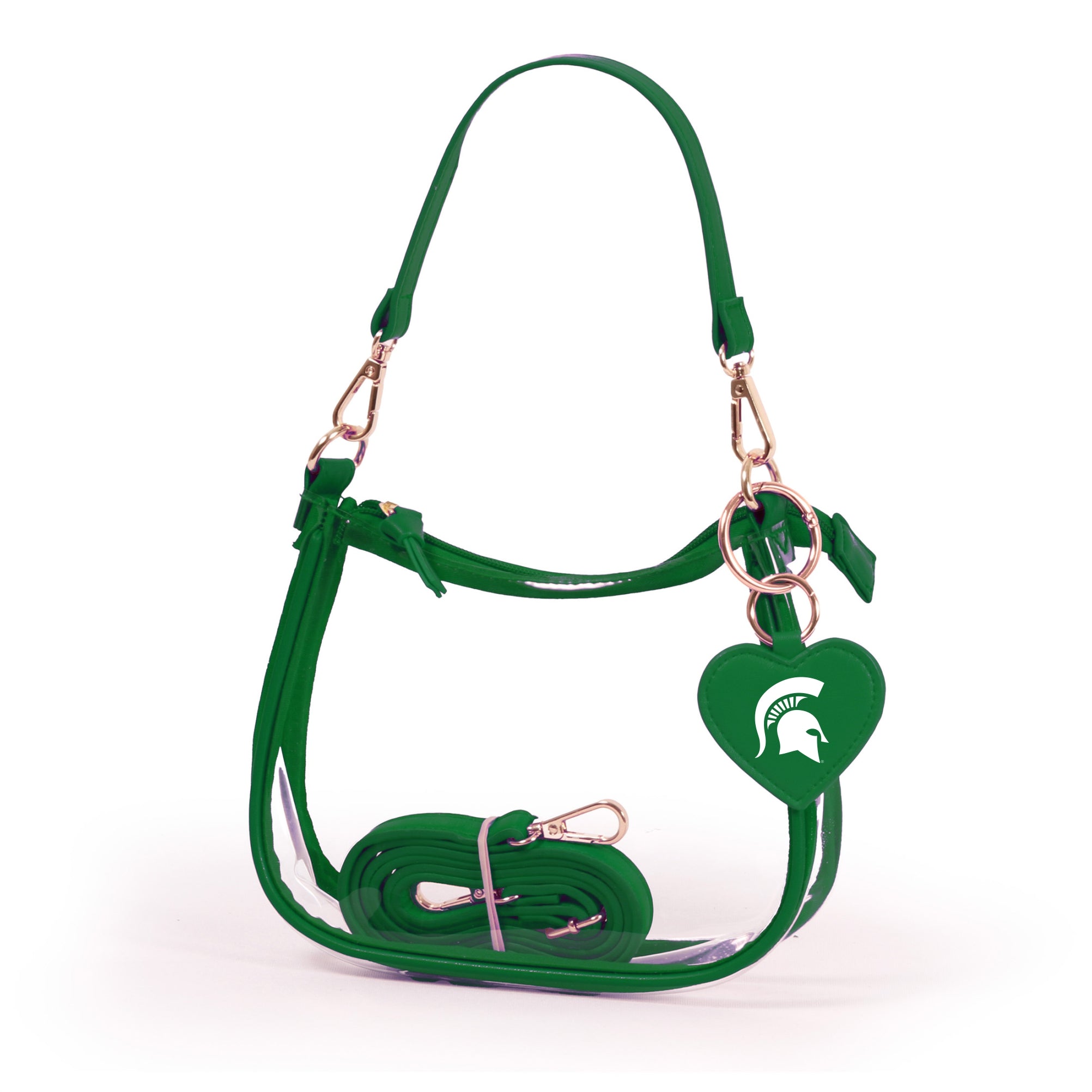 Michigan State Spartans Clara Clear Purse – Stadium Bag with Heart Charm