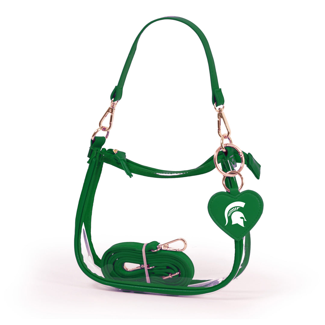 Michigan State Spartans Clara Clear Purse – Stadium Bag with Heart Charm