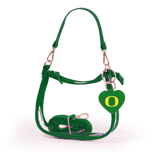 Oregon Ducks Clara Clear Purse – Stadium Bag with Heart Charm
