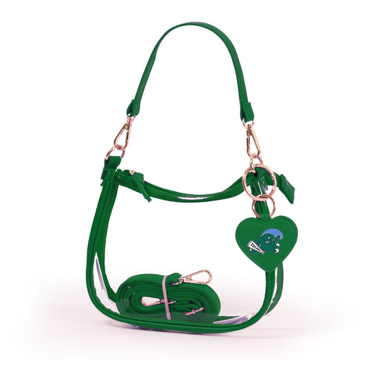 Tulane Green Wave Clara Clear Purse – Stadium Bag with Heart Charm