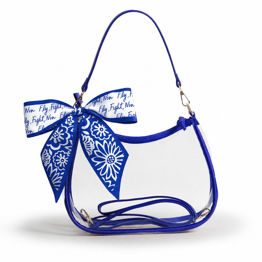 Air Force Falcons Sara Clear Purse with Skinny Scarf, stadium-approved, officially licensed, by Desden