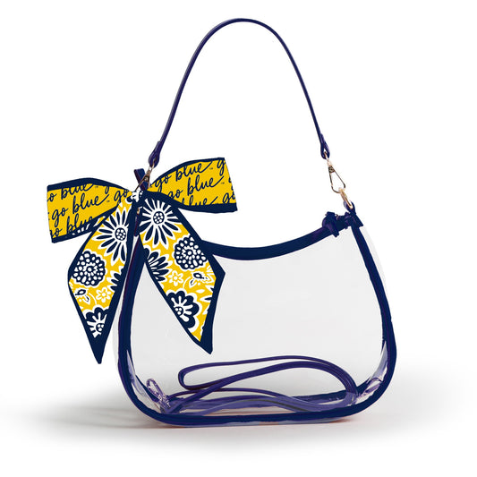 Michigan Wolverines Sara Clear Purse with Skinny Scarf – Large Stadium Bag