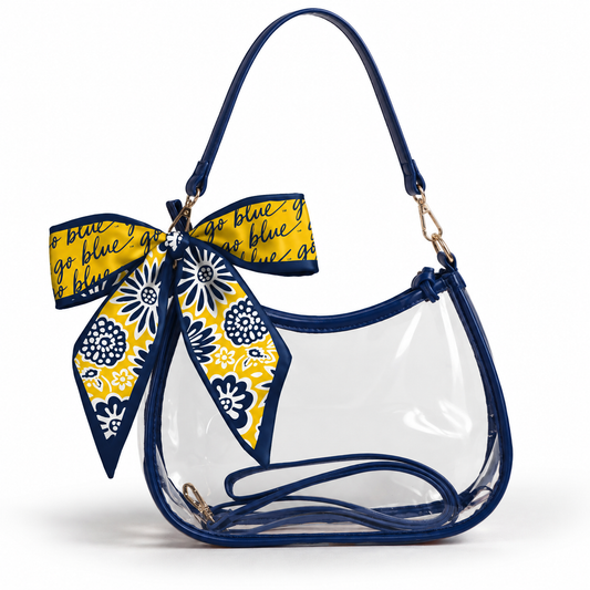 Michigan Wolverines Sara Clear Purse with Skinny Scarf – Large Stadium Bag