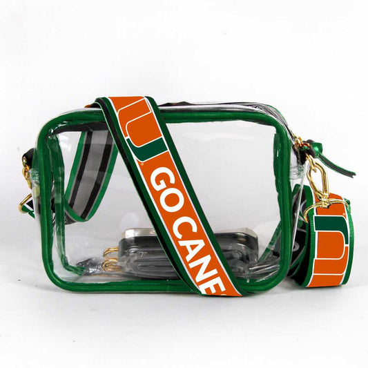 Miami Hurricanes Bridget Clear Purse – Stadium Bag with Custom Strap