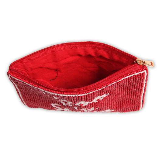 Hand Beaded Coin Pouch - Arkansas Razorbacks