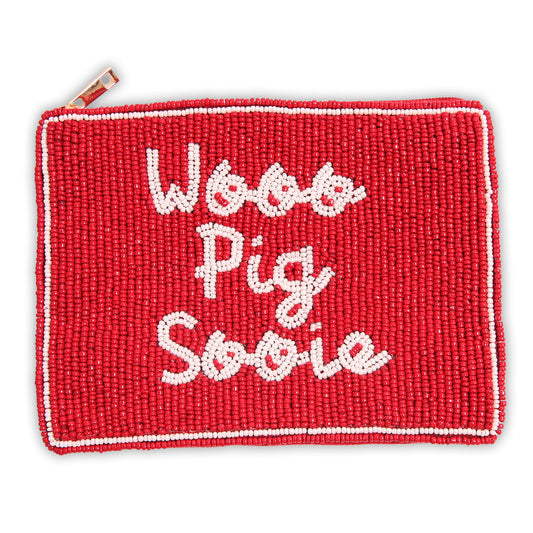 Hand Beaded Coin Pouch - Arkansas Razorbacks