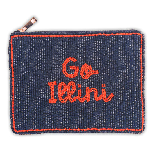 Hand Beaded Coin Pouch - Illinois Fighting Illini