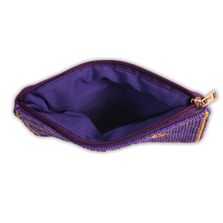 PRE-ORDER Hand Beaded Coin Pouch – LSU Tigers