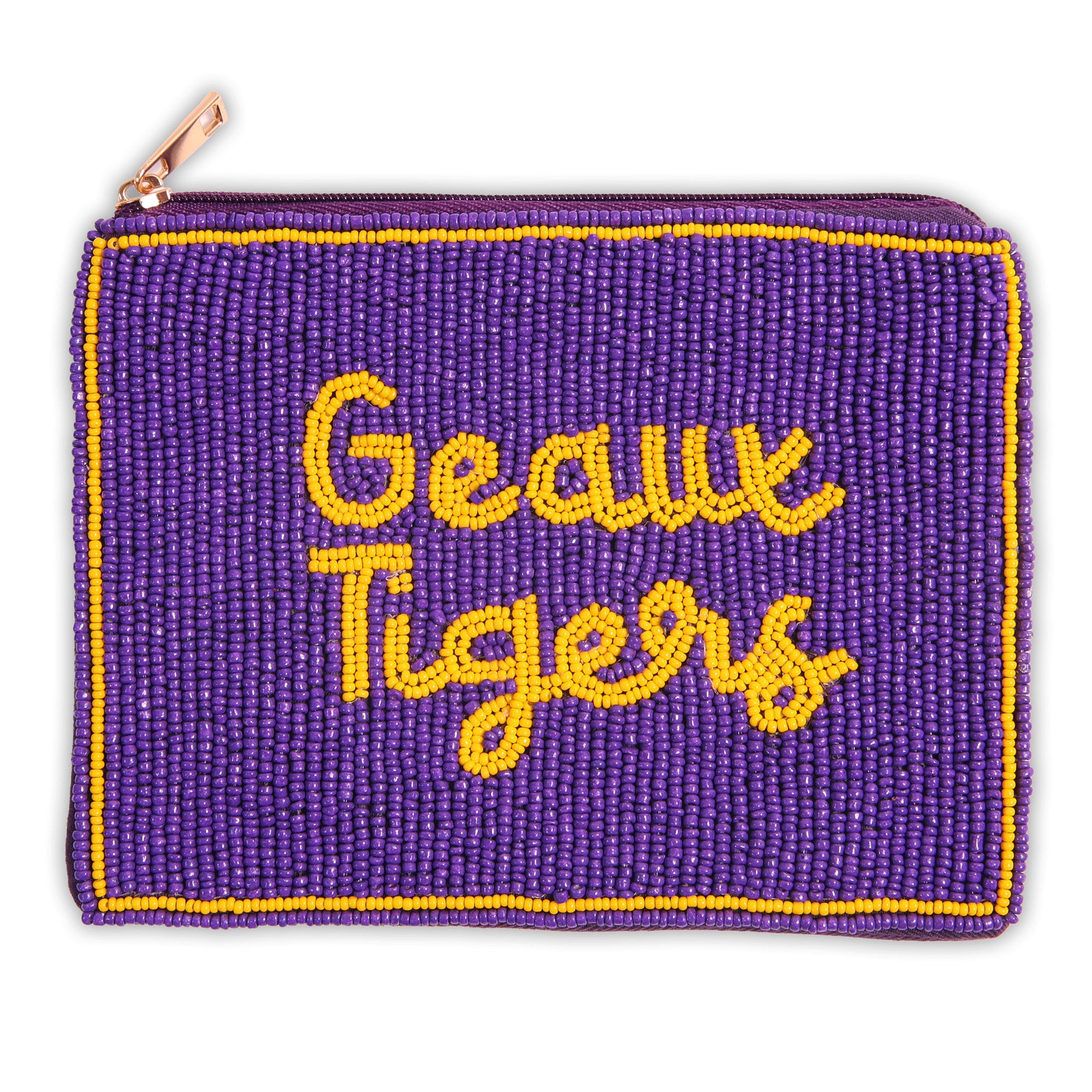PRE-ORDER Hand Beaded Coin Pouch – LSU Tigers