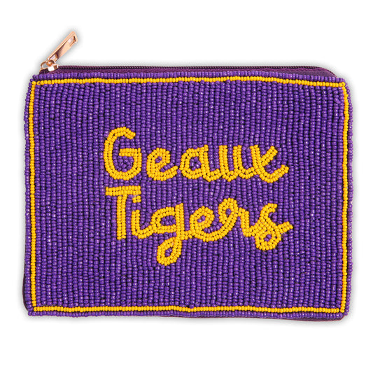 Hand Beaded Coin Pouch - LSU Tigers