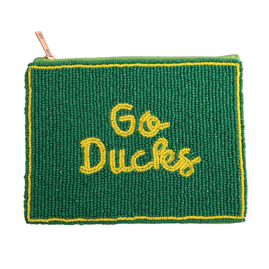 Hand Beaded Coin Pouch - Oregon Ducks