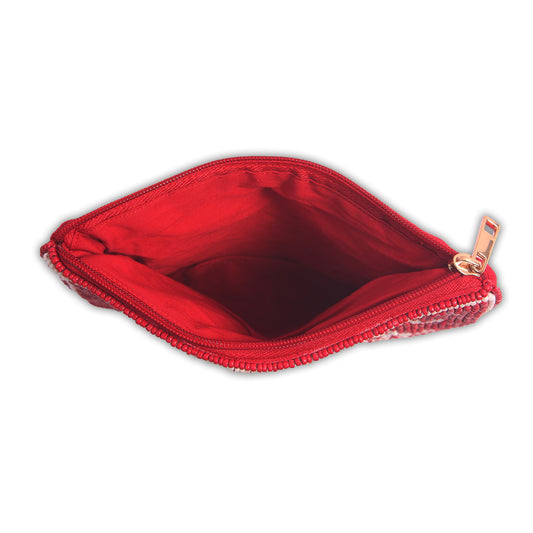 Hand Beaded Coin Pouch - Oklahoma Sooners