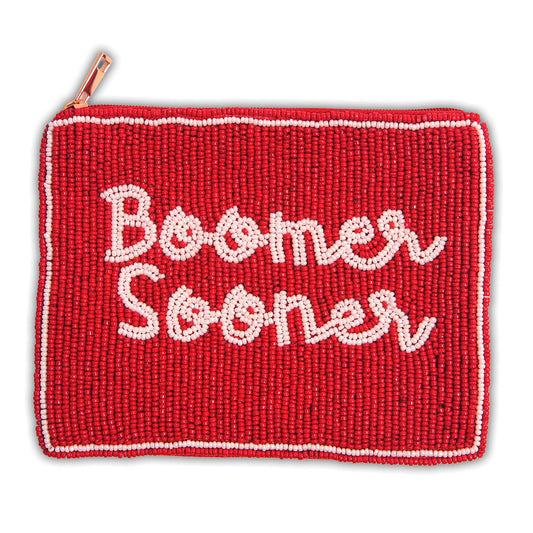 Hand Beaded Coin Pouch - Oklahoma Sooners