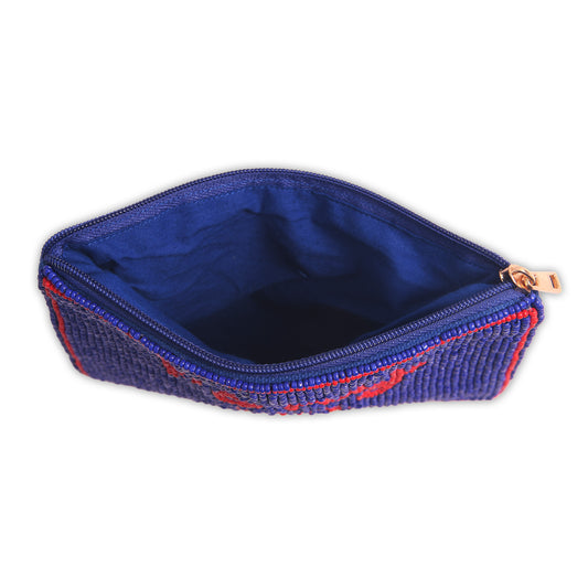 Hand Beaded Coin Pouch - SMU Mustangs