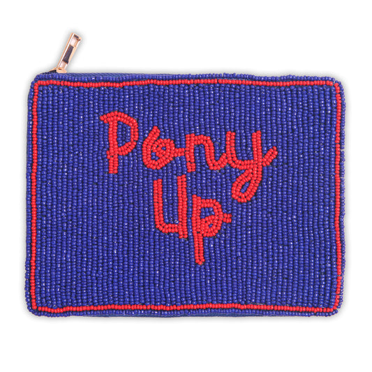 Hand Beaded Coin Pouch - SMU Mustangs