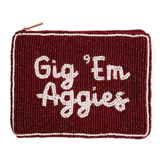 Hand Beaded Coin Pouch - Texas A&M Aggies