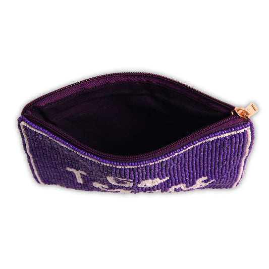 Hand Beaded Coin Pouch - Tarleton State Texans