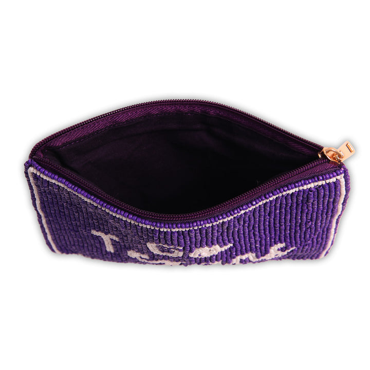 Hand Beaded Coin Pouch - Tarleton State Texans