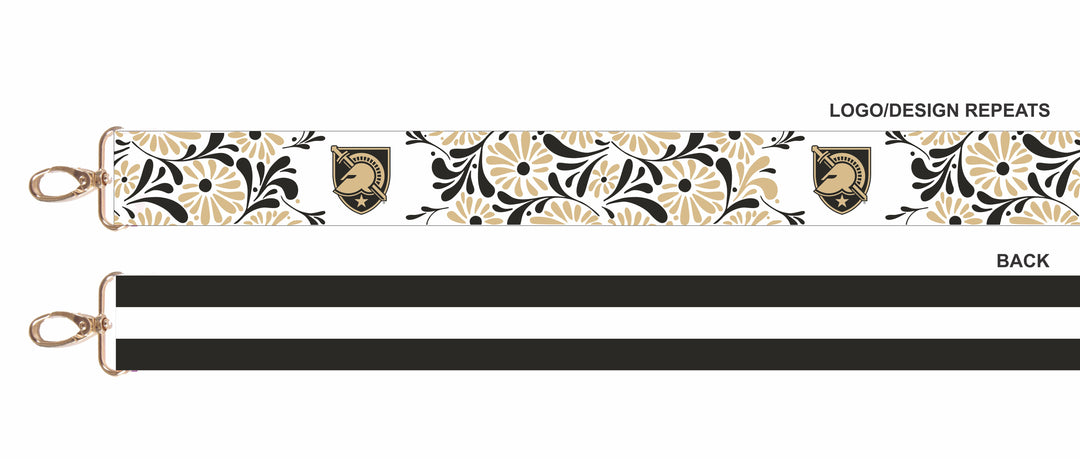 Army Black Knights in Black and Gold Floral Printed Purse Strap