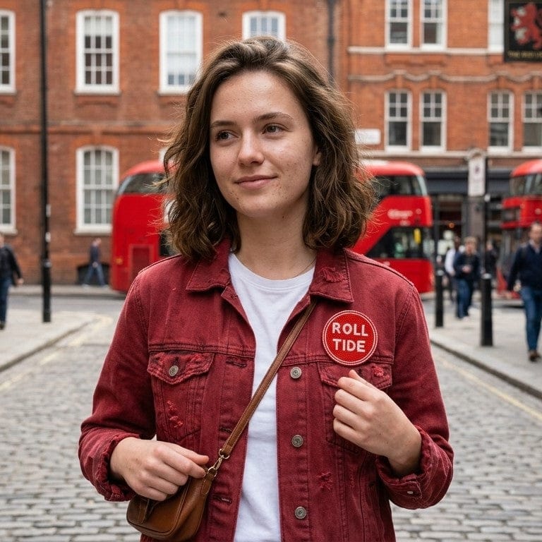 Desden Beaded Button Alabama Roll Tide Beaded Button in Crimson and White by Desden