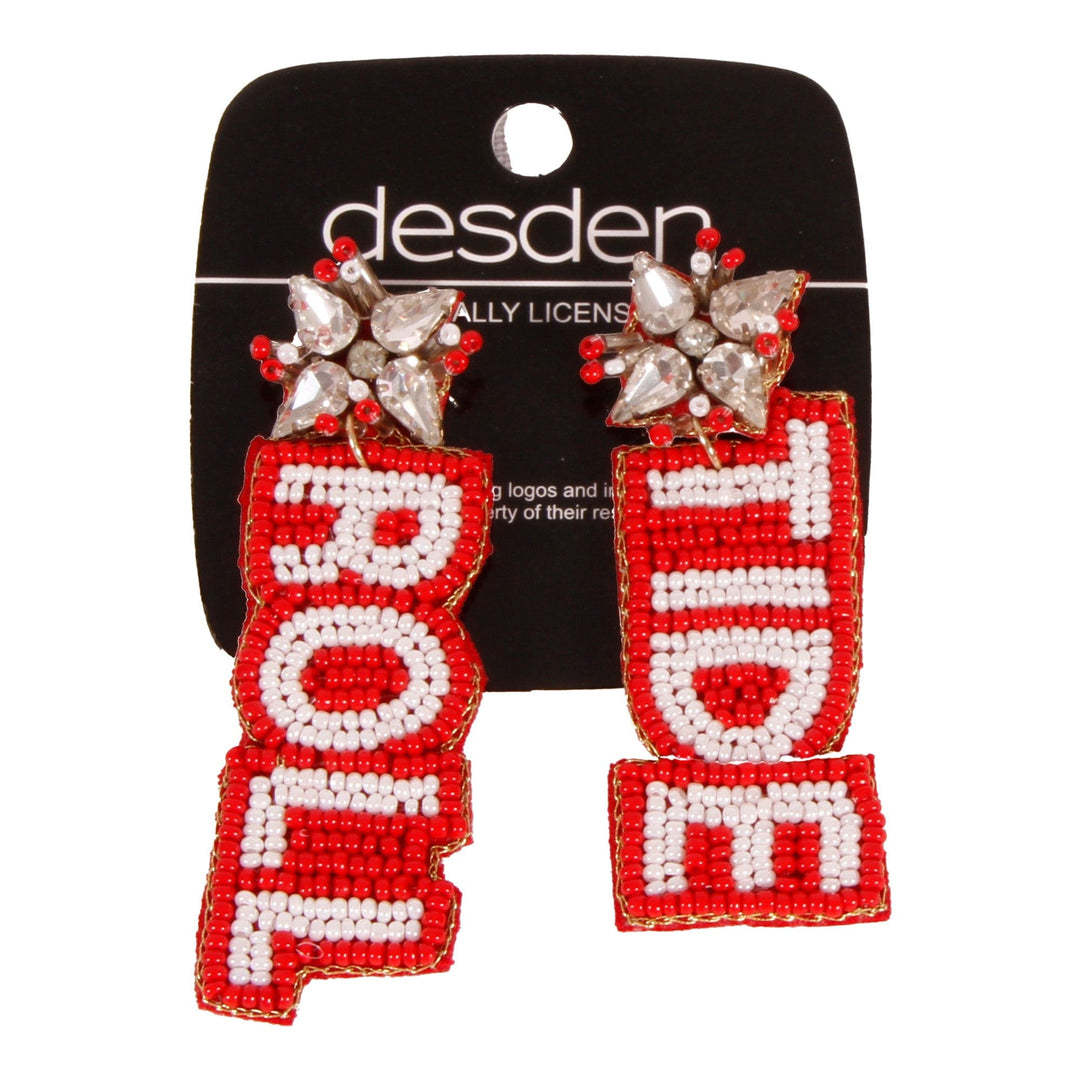 Desden Earrings Alabama Roll Tide Beaded Earrings in Crimson and White by Desden