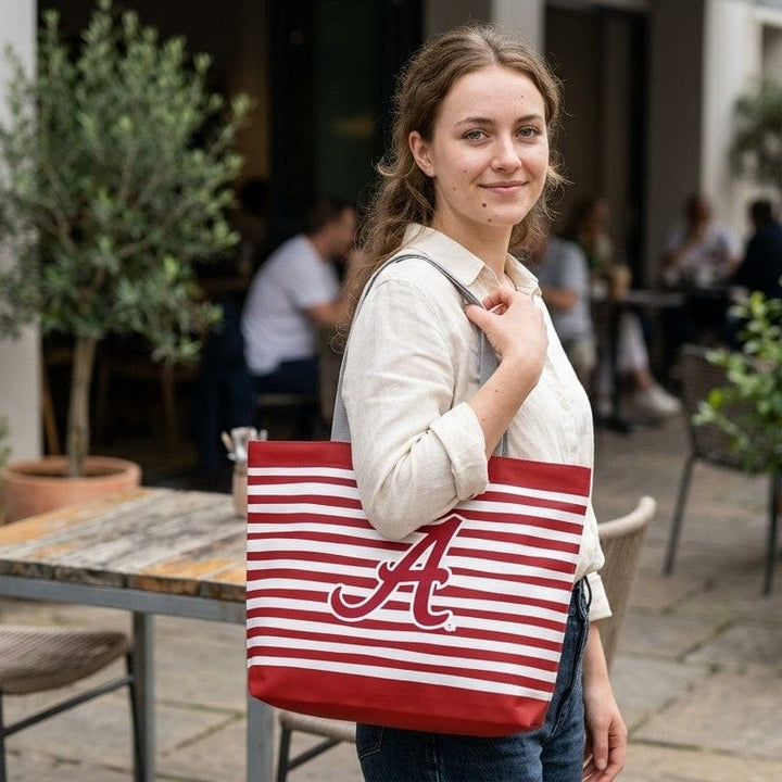 Desden Tote Alabama Roll Tide Tatum Tote Wavy Striped Tote  by Desden