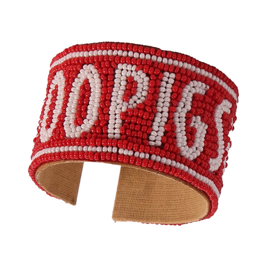 Desden Beaded Cuff Arkansas Razorbacks Beaded Cuff in Crimson and White by Desden