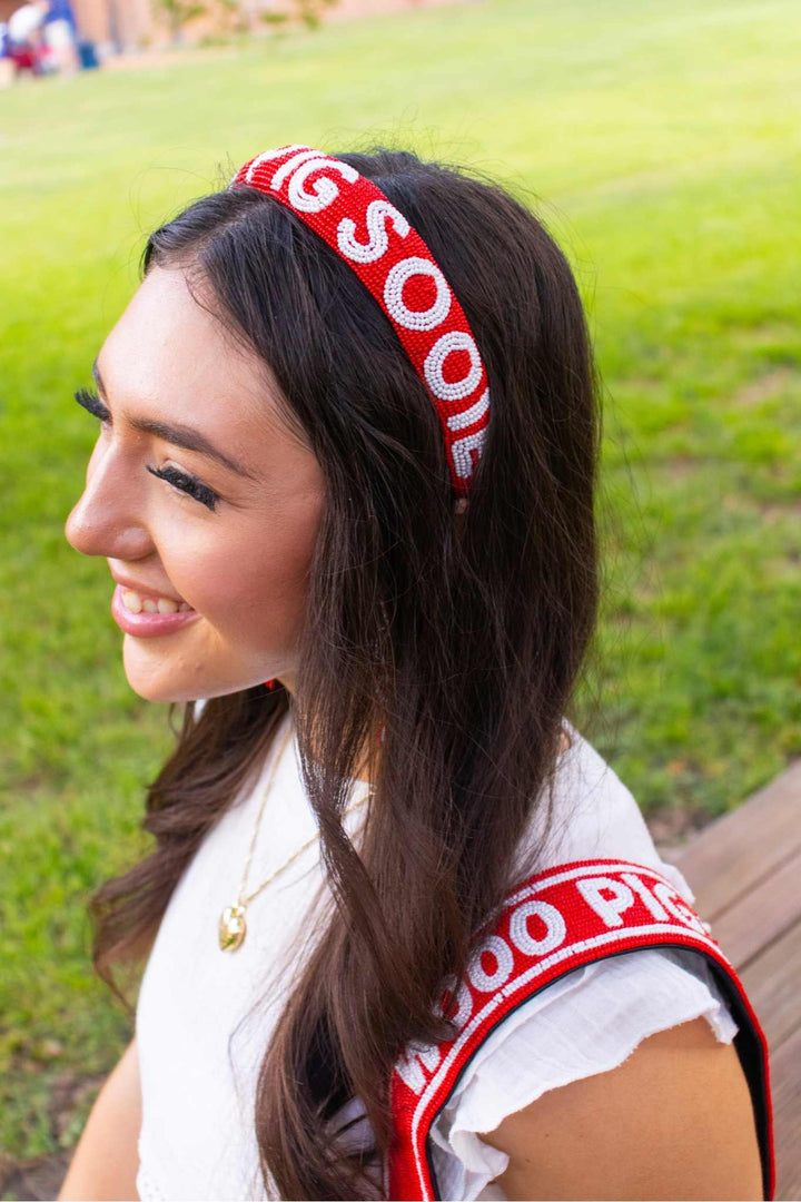 Desden Beaded Headband Arkansas Razorbacks Headband  by Desden