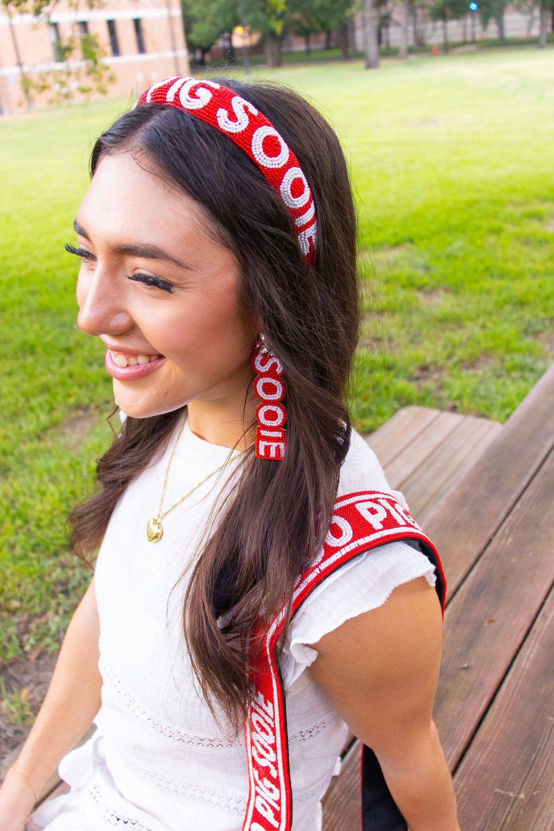 Desden Beaded Headband Arkansas Razorbacks Headband  by Desden