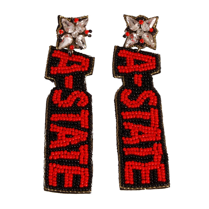 Desden Earrings Arkansas State A-State Beaded Earrings in Red and Black by Desden