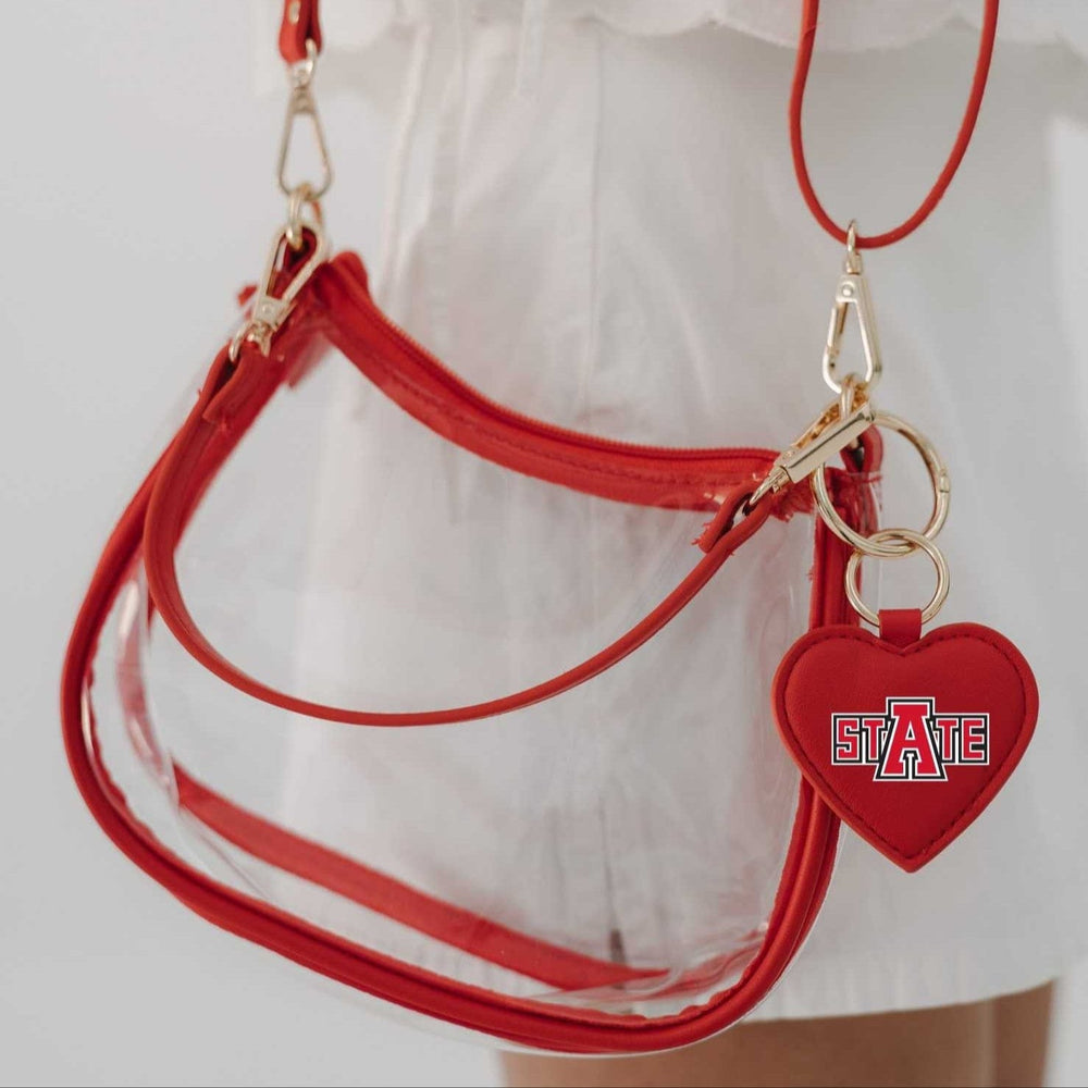 Desden Purse Arkansas State Clear Clara Purse with Heart Charm