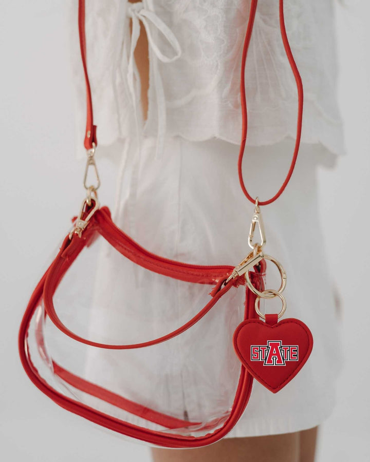 Desden Purse Arkansas State Clear Clara Purse with Heart Charm