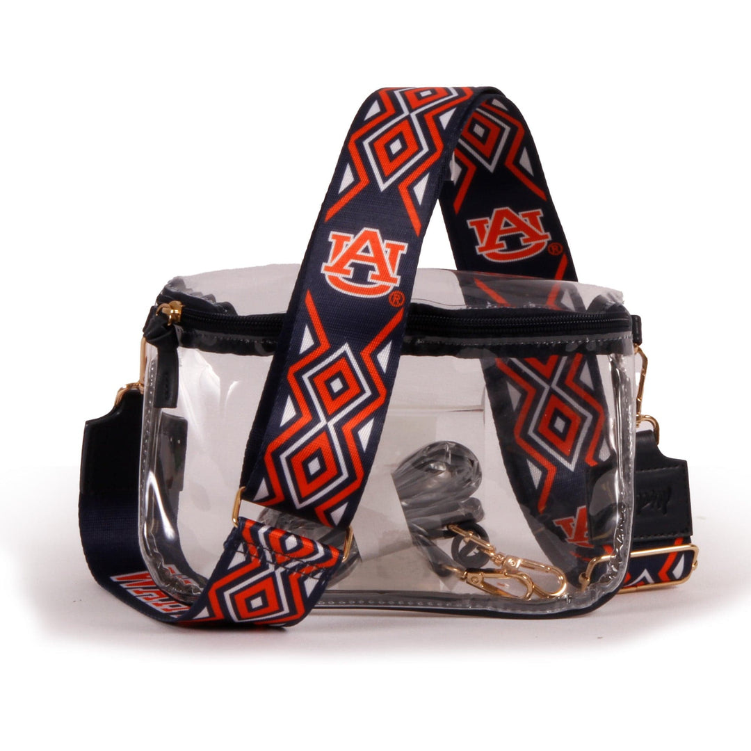 Desden Purse Auburn Tigers Clear Sling Bag with Printed Purse Strap in Navy and Orange by Desden