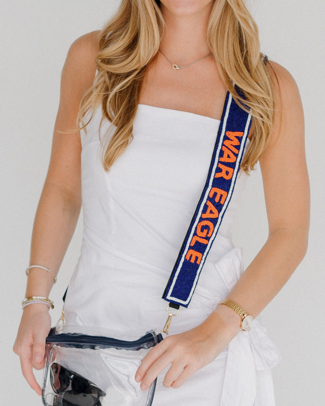 Desden Strap Auburn University War Eagle Beaded Purse Strap in Navy and Orange by Desden
