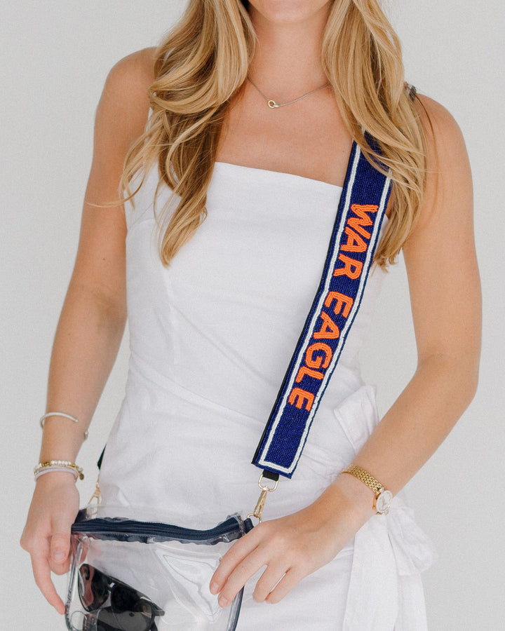 Desden Strap Auburn University War Eagle Beaded Purse Strap in Navy and Orange by Desden