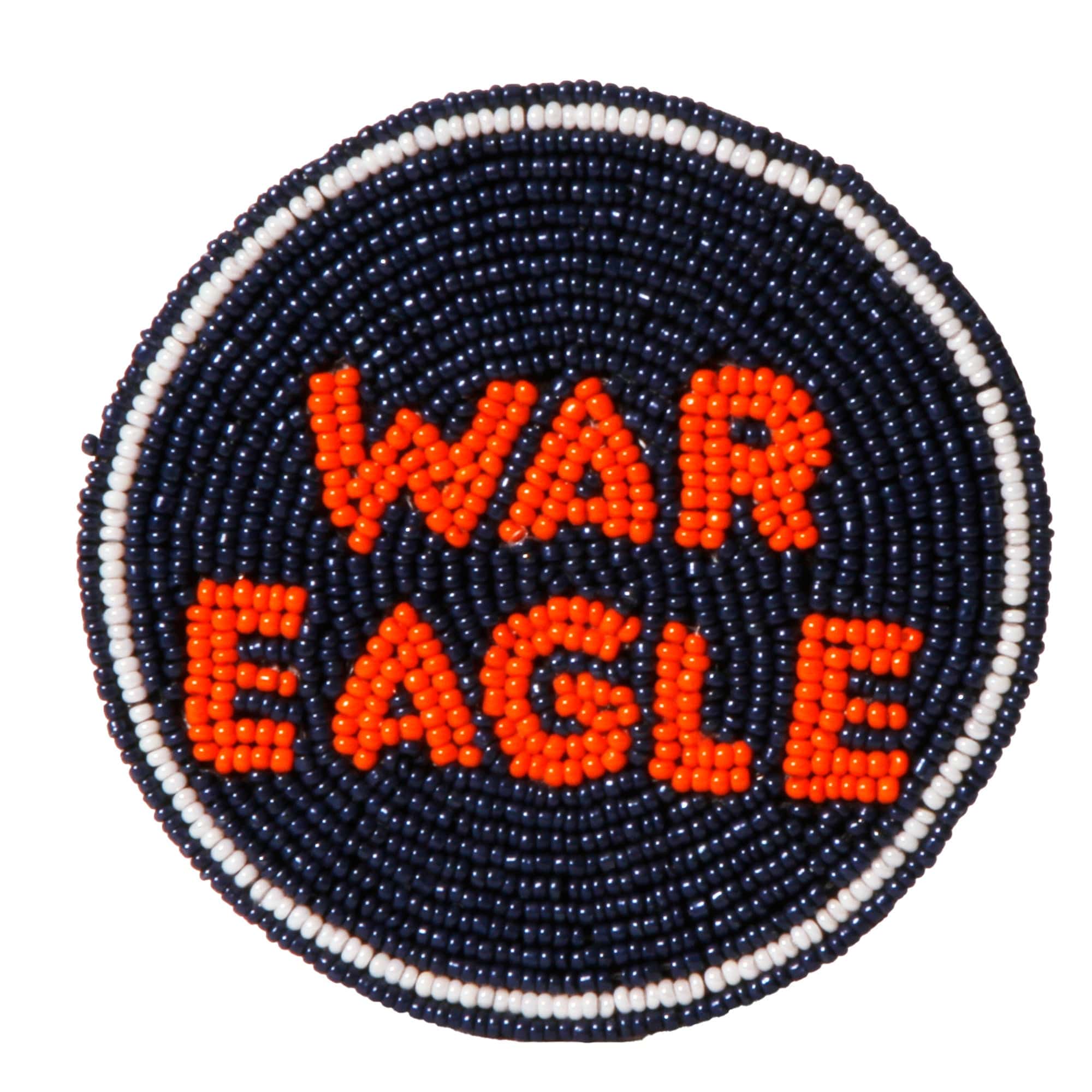 Desden Beaded Button Auburn War Eagle Beaded Button in Navy and Orange by Desden