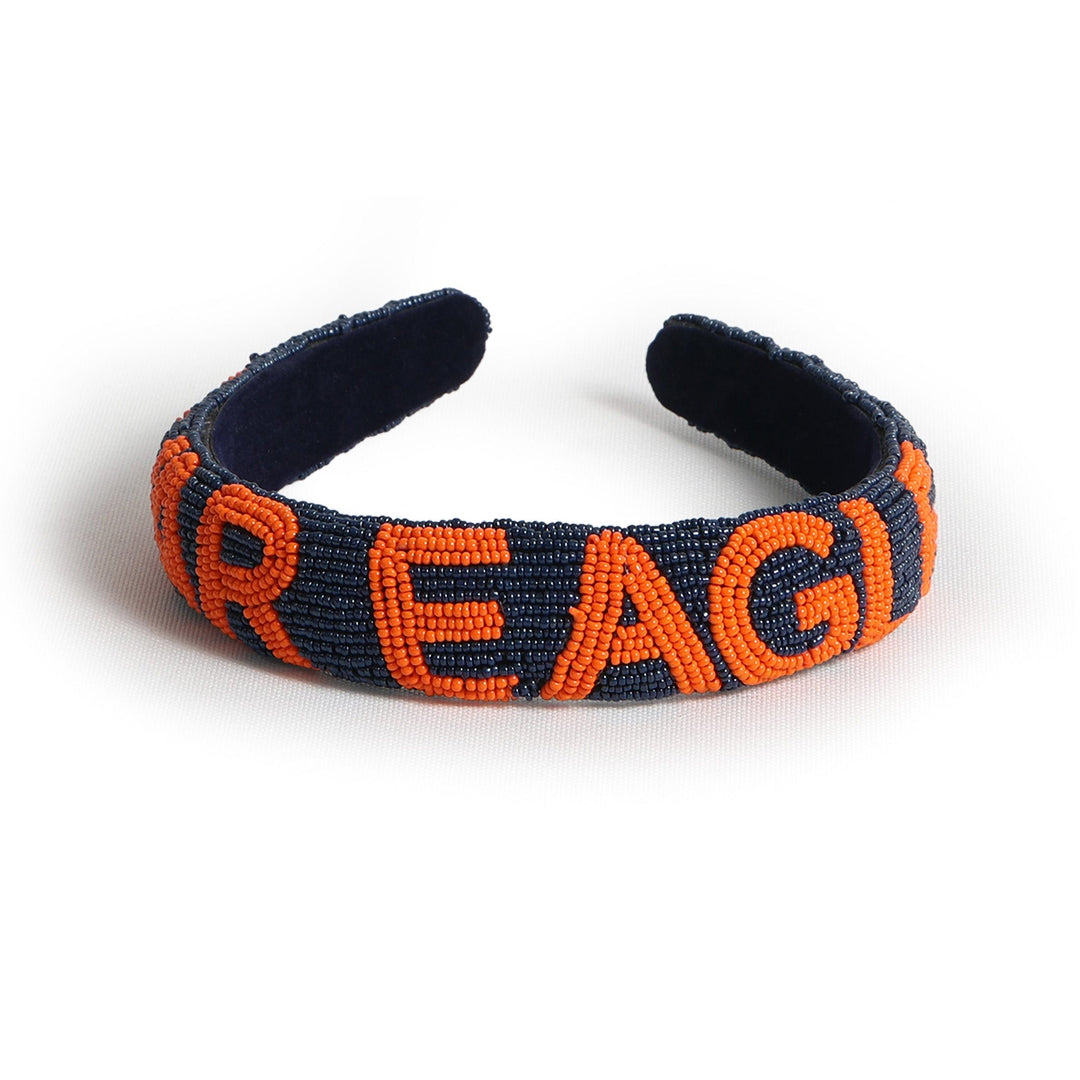 Desden Beaded Headband Auburn War Eagle Beaded Headband in Navy and Orange